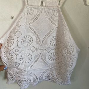 White embroidered crop top